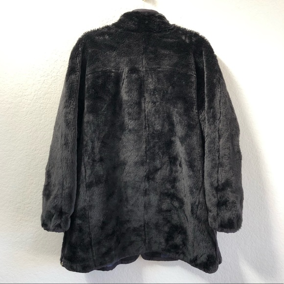 J. Crew Zip Up Teddy Coat Black Plush Sz XXL - Picture 3 of 7